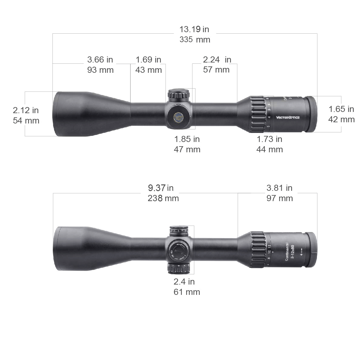 Vector Optics Continental 2-12x50 SFP cannocchiale da puntamento