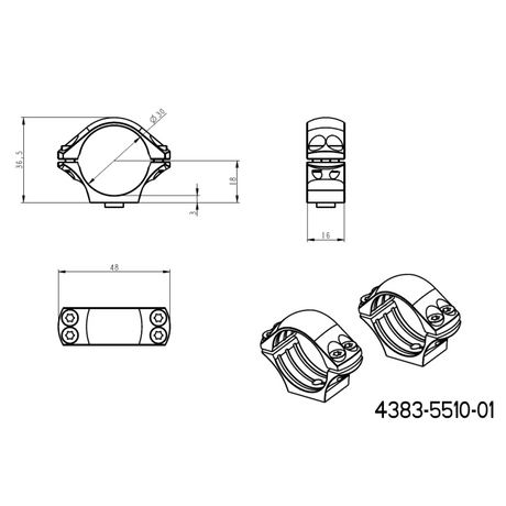 30 mm anneaux de lunette | base courte Ergo Picatinny QD 