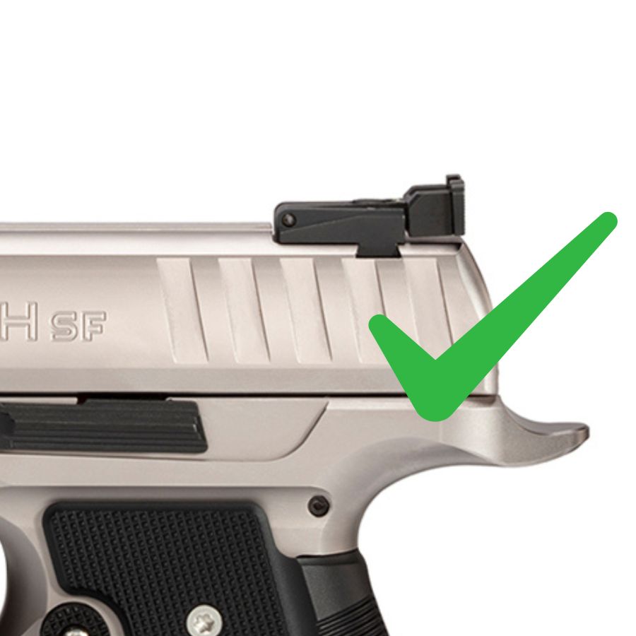 Walther Q5 Match SF Kimmenausschnitt für verstellbare Kimme