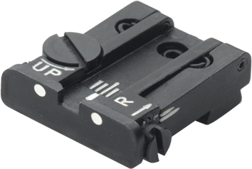 Tacca di mira regolabile per Glock [G17 G19 G26 & other] | punti bianchi
