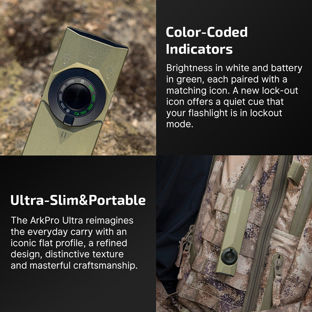 Olight ArkPro Ultra | flat lampe EDC 4-en-1 | 1.700 lm - Olive Green