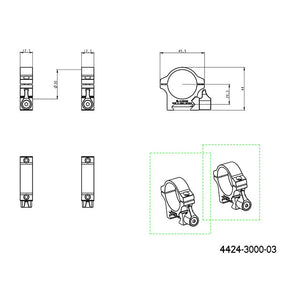 30mm Zielfernrohrmontageringe | Picatinny-Basis mit Hebel - Niedrig
